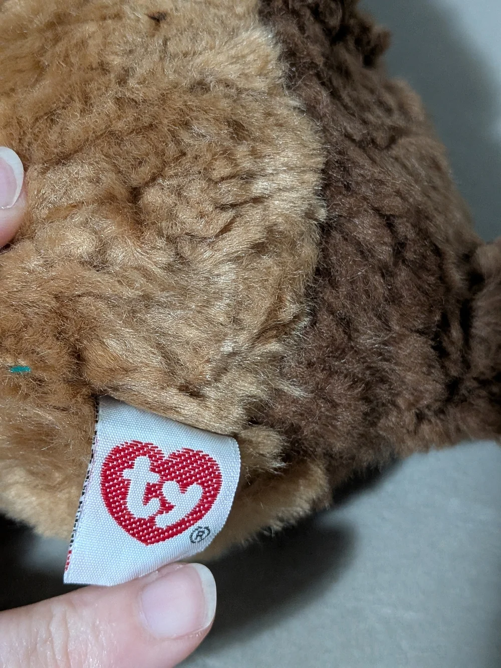 TY Beanie Stuffed Plush Animal CHIPS Dog Light & Dark Brown Vintage 1996